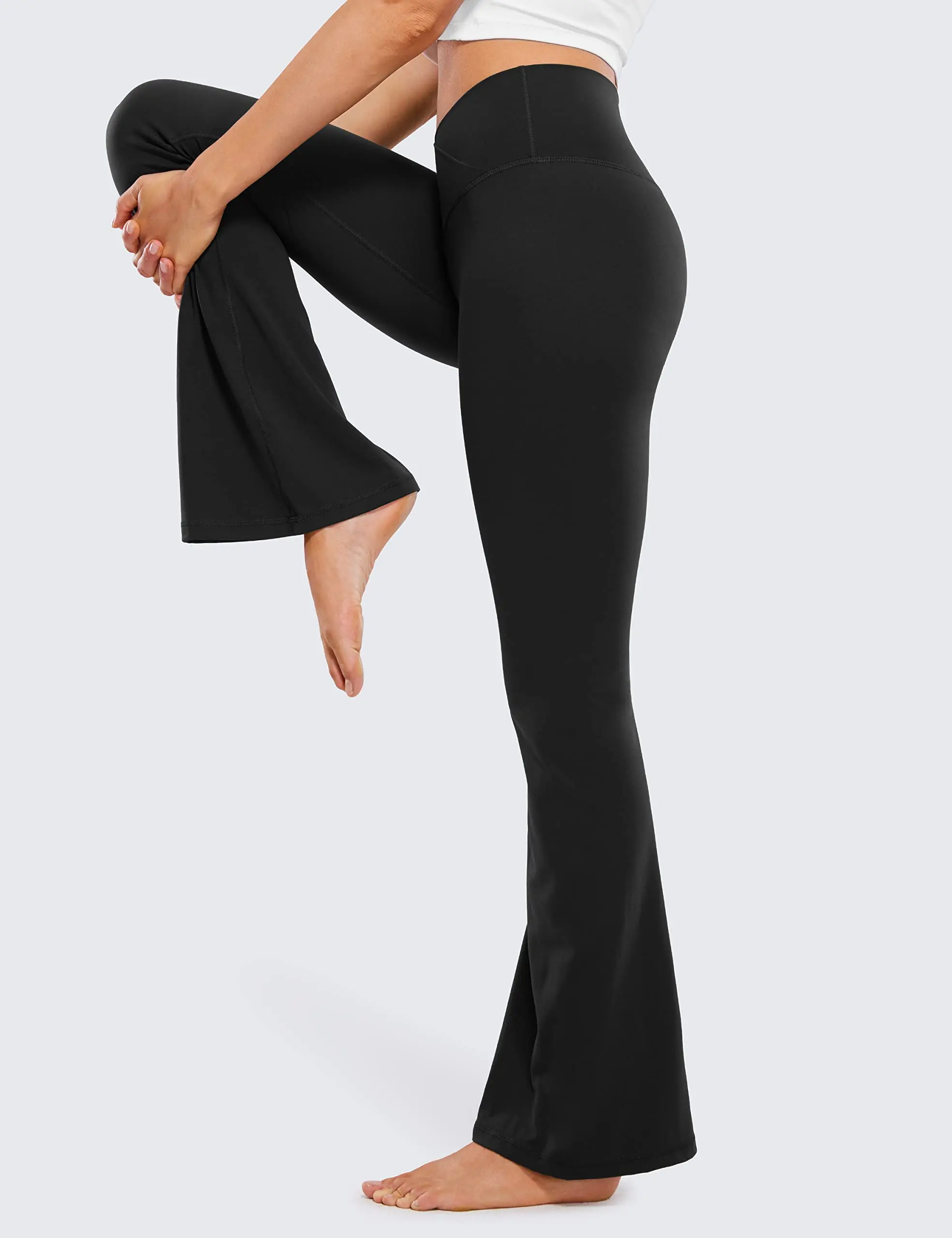 Crossover Flare Leggings for Women - High Waist V Cross Bootcut Bell Bottoms Tummy Control Yoga Pants