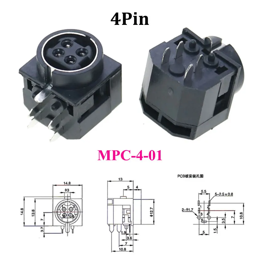 1 stücke S Terminal Audio Video Din Buchse Stecker S-video PCB Mount 3/4/5/6/8/9Pin Silber Ton PS2 Rund DIN Micro Jack – Detail 18