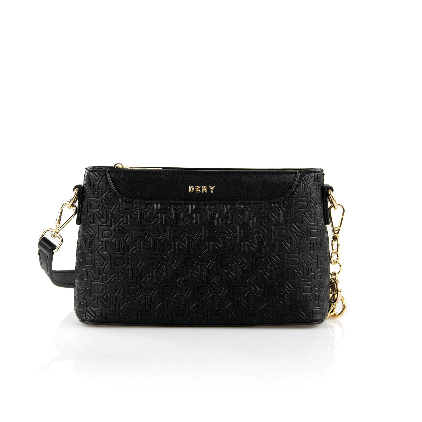 Women Bags Dkny - DKNY Damen-Umhängetasche mit Reißverschluss, Aprikosebraun, Monogramm-Jacquard,