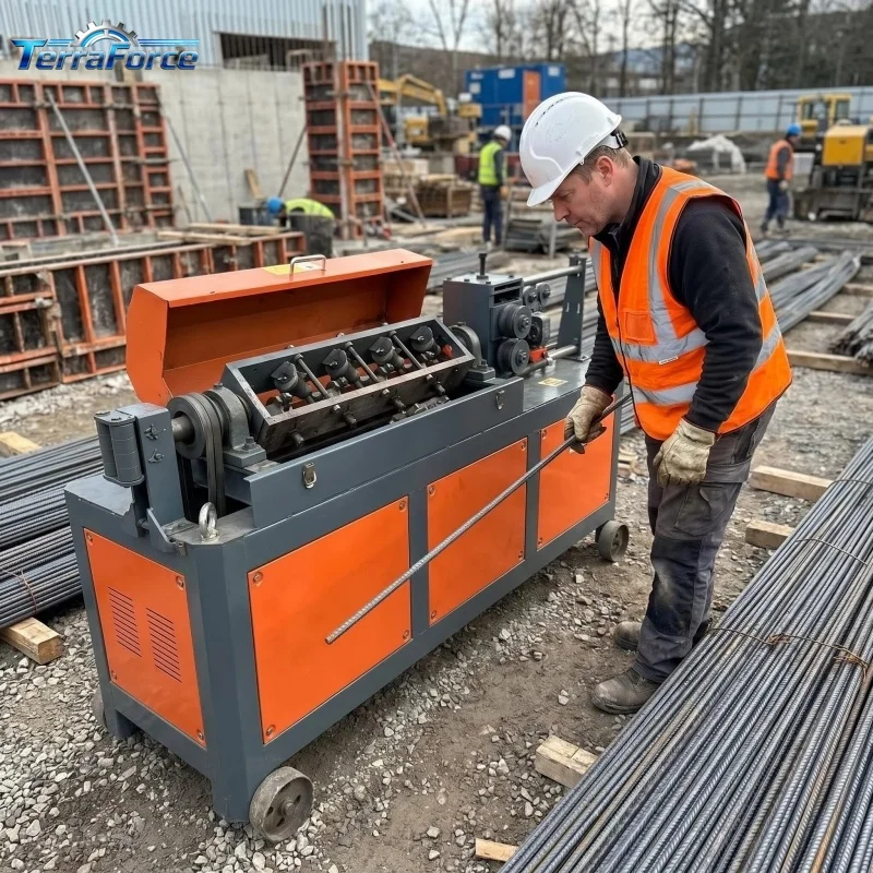 For Rebar Workshop: 9kW Automatic Straightener Cutter, 80mm Cylinder, 25 Gear Pump, 8m Feeder, for 10-12mm Deformed Steel
