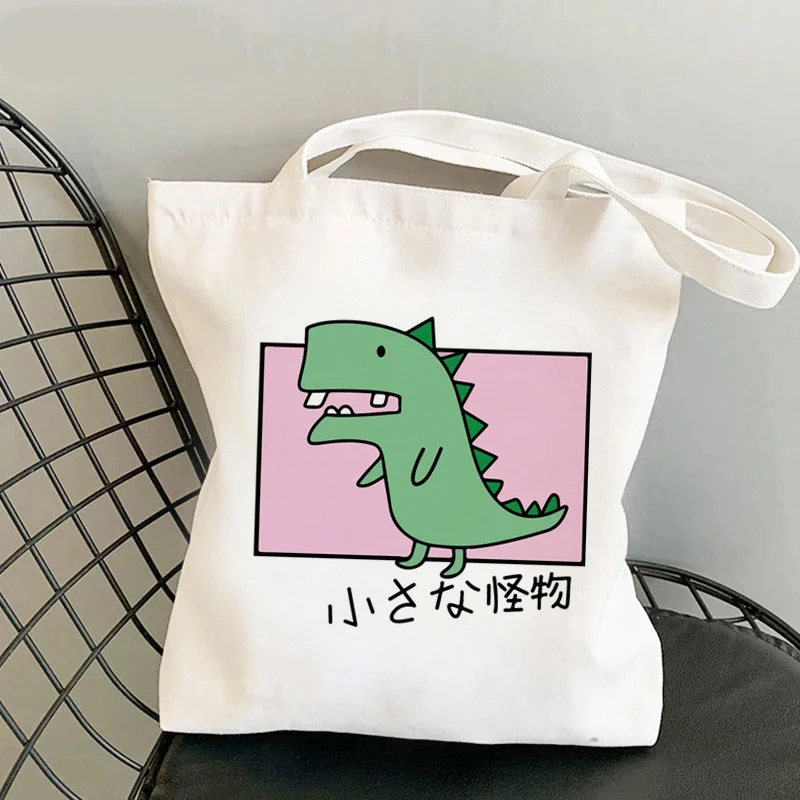 Dinosaur Bag donna Shopping Canvas Shopper Cartoon Logo Eco pieghevole Designer borse spalla di stoffa con stampa per