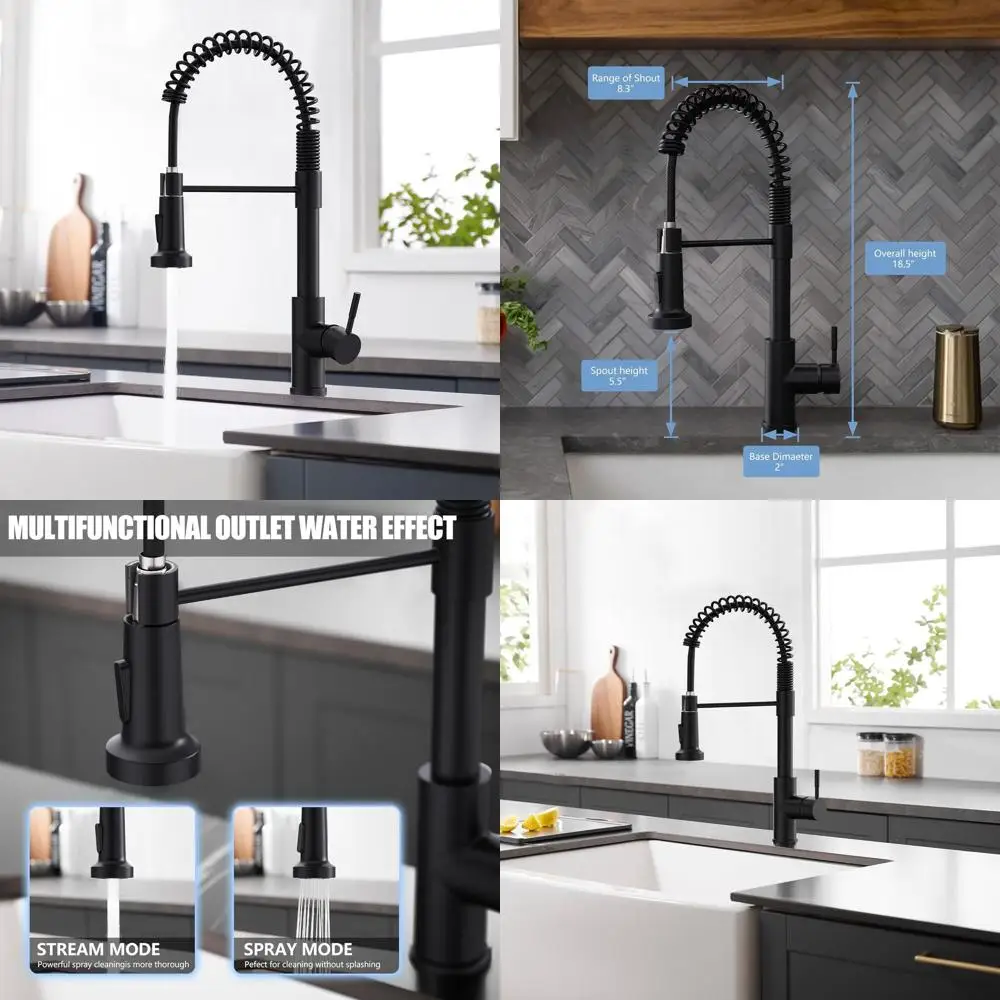 

Single Hole Pull-Down Spray Kitchen Faucet, Ideal for Farmhouse, RV, and Outdoor Use