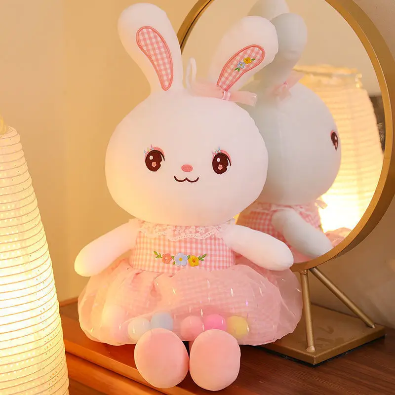 Jouet en peluche lapin jupe mignonne, poupée lapin coloré apaisant, petit lapin blanc, poupée en chiffon, cadeau d'anniversaire pour enfants