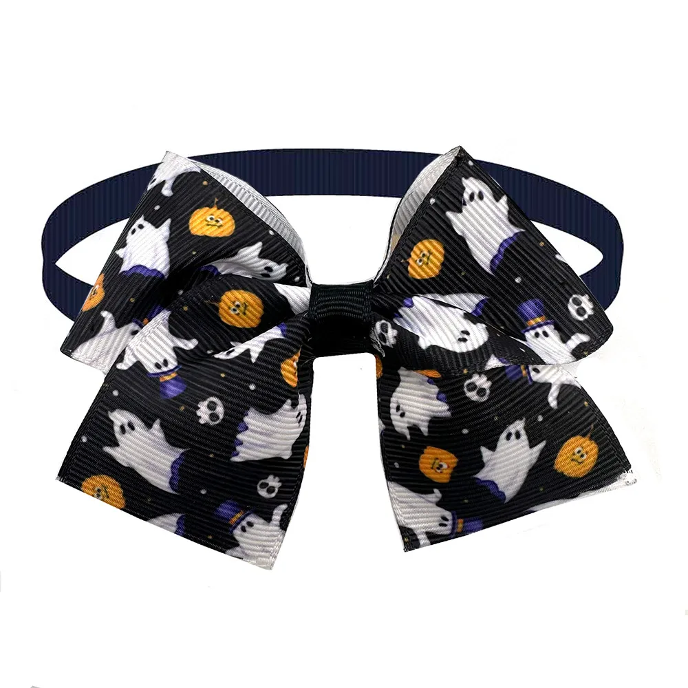 50/100pcs Halloween Dog Bows Pets Cat Ghost Bat Grooming Bows Puppy Bowties Neckties Dog Accessories Bowties Adjustable Collar