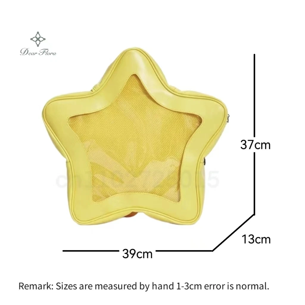 Yellow Star Ita Bag Girls Cute Fashion Kawaii Backpack Y2K Waterproof Front Pocket Transparent Knapsack Teenage Travel Schoolbag