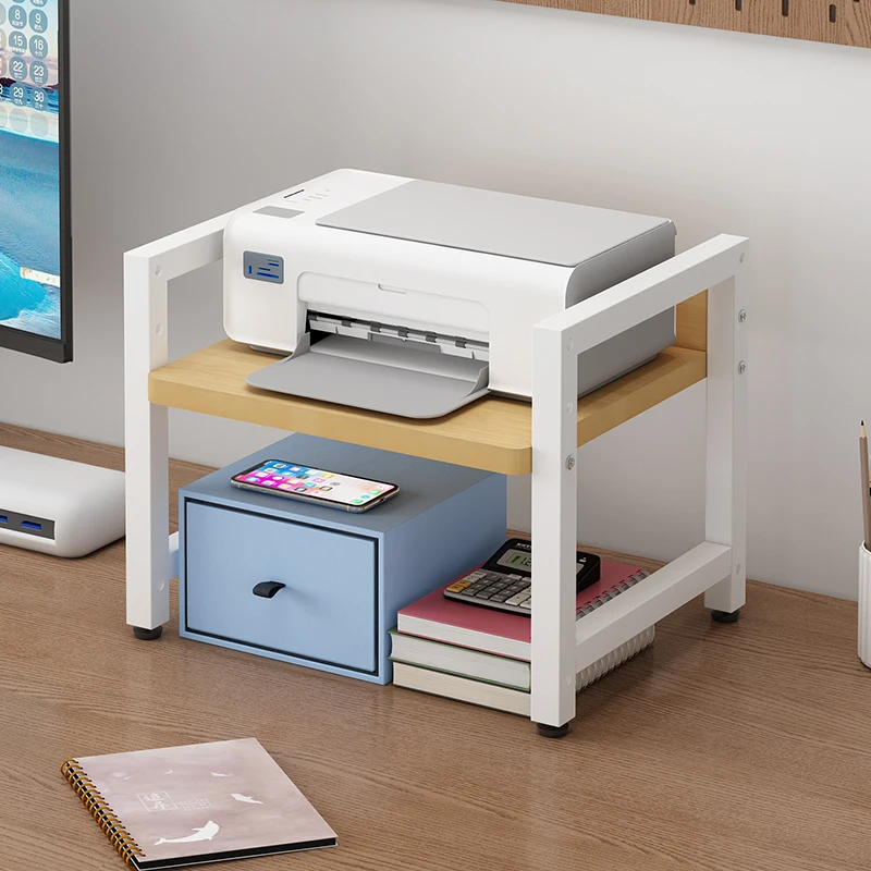 حامل طابعة قابل للتعديل، منظم مكتب، رف تخزين متعدد الوظائف، رف إمداد الكمبيوتر الكل في واحد، رف تخزين الكتب #4
