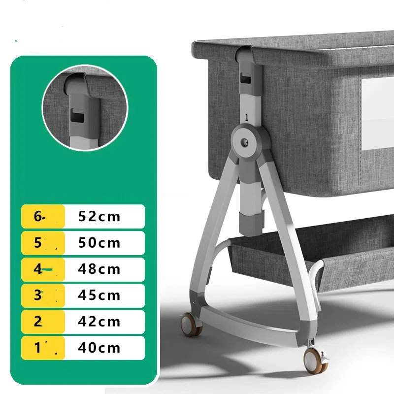 سرير أطفال قابل للتحويل 6 في 1 - سرير محمول قابل للطي مع طاولة تغيير قابلة للفصل، وسرير هزاز وحقيبة حمل للسفر #2