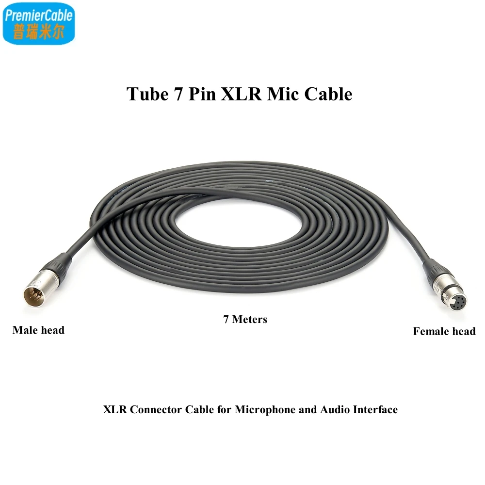 Tube 7 Pin XLR Mic Cable Male to Female Extension Microphone Cable XLR Connector Cable for Microphone Audio Interface（7Meters）