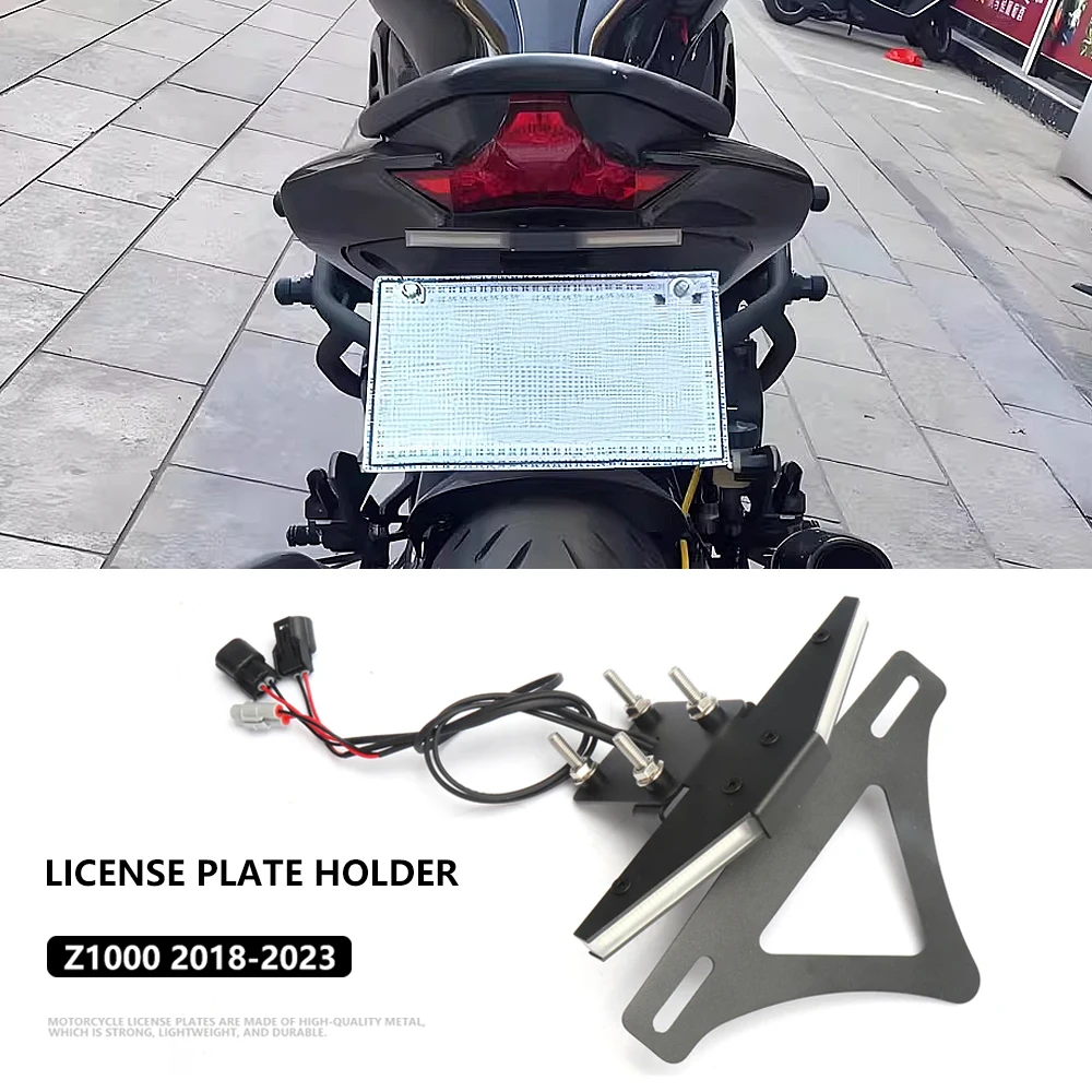 

For KAWASAKI Z1000 z1000 Z 1000 2018-2023 2022 Motorcycle Accessories LED Lighting Turn Signal Bracket Rear License Plate Holder