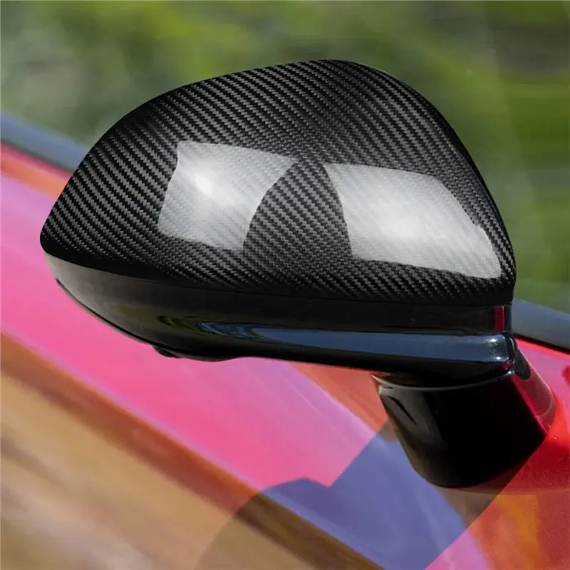 N26R-For Dodge Charger 2 4 Door 2024-2026 Compatible Real Carbon Fiber Trim Sticker Rearview Mirror Cover Side Mirror Cover