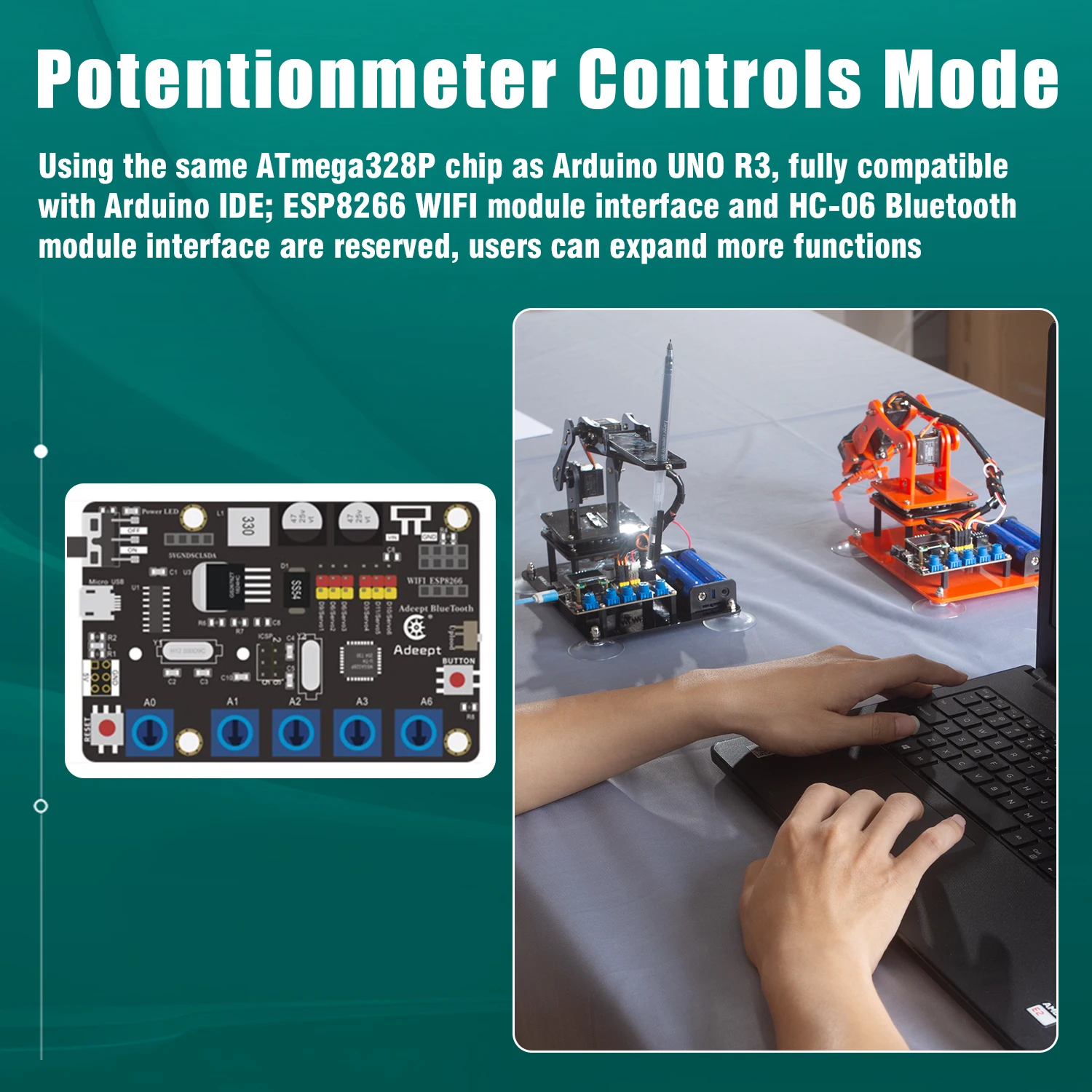 Adeept 5DOF Orange Robotic Arm Kit Compatible with Arduino IDE, Programmable DIY Coding STEM Education