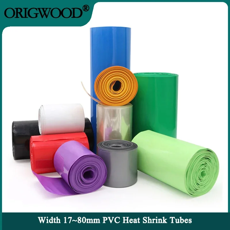 2/5m PVC Heat Shrink Tube Heat-shrink Film Width 23 ~ 80mm Insulation Sheath Cable Sleeve Wraping Cover 18650 Battery Case