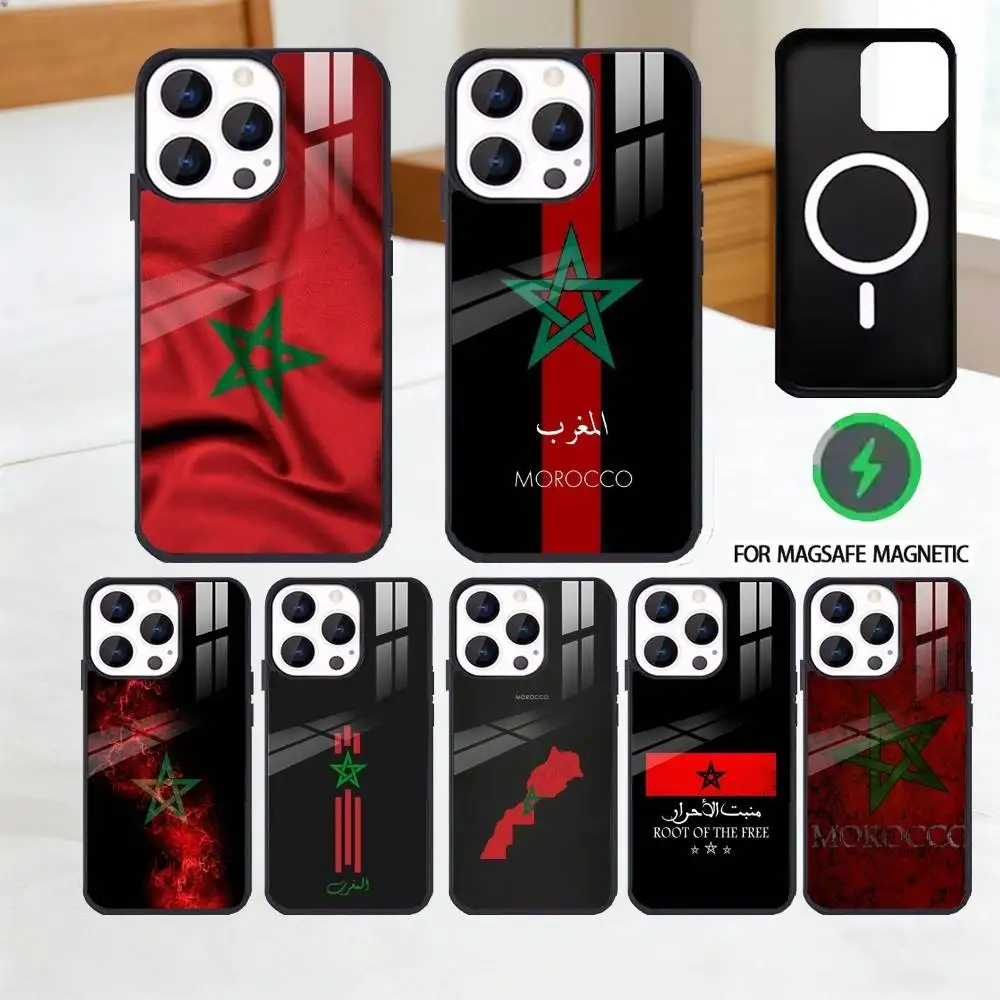 

Чехол для телефона с флагом Марокко для iPhone 17, 16, 15, 14, 13, 12, Pro Max Plus для Magsafe Mirror, беспроводной магнитный чехол