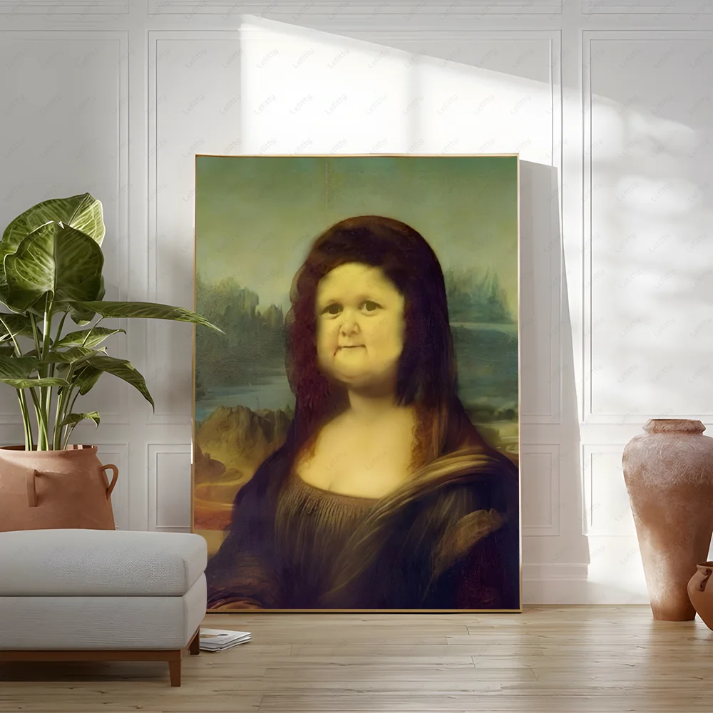 Hasbulla  Mona Lisa Smile funny abstract  Poster Home living room Wall Art Garage Room Decor