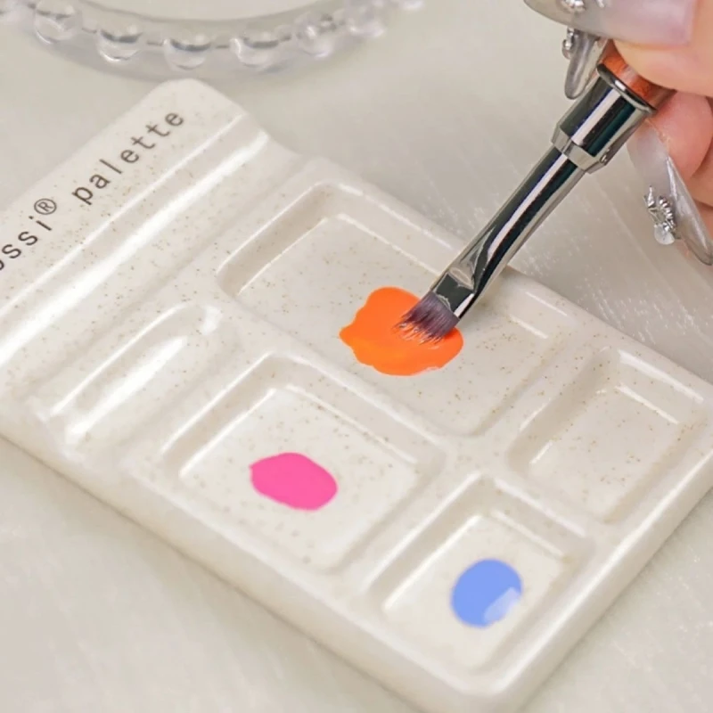 

Multifunctional Colour Palette Ceramic Painting Pigment Palette Nail Polish Colour Palette Pen rest Compact Ceramic Plate