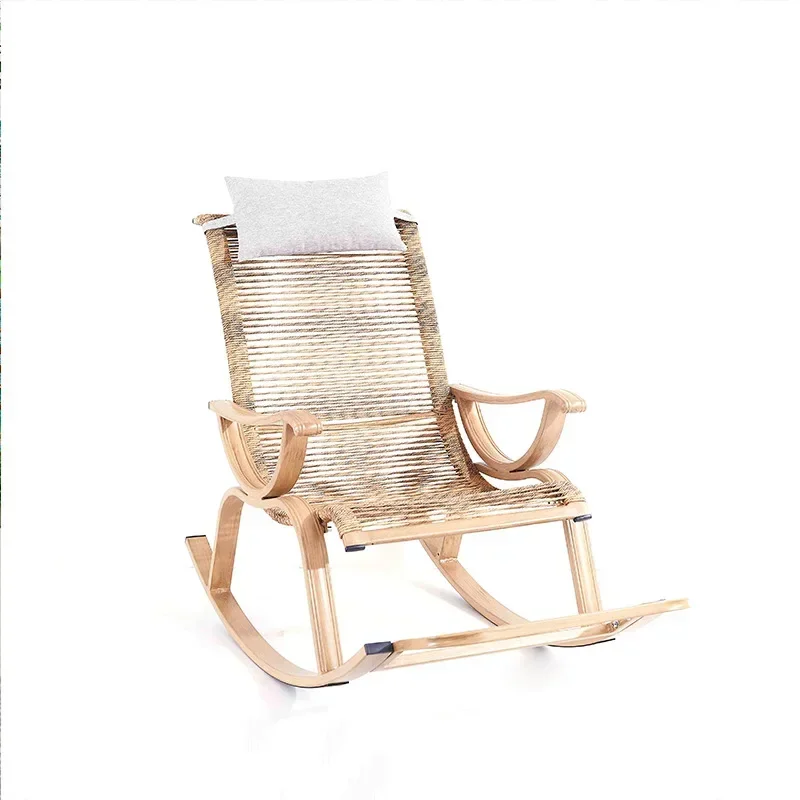 Aluminum wooden bamboo looking balcony garden rocking chair waterproof rattan patio outdoor furniture set