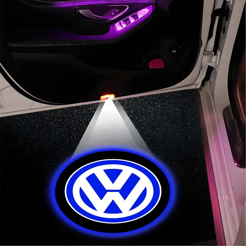 2PCS Car Door Projector Decor Lamp LED Welcome Lights For Volkswagen Golf Polo Tiguan Passat Jetta Touran TSI TDI R32 MK4 GTI