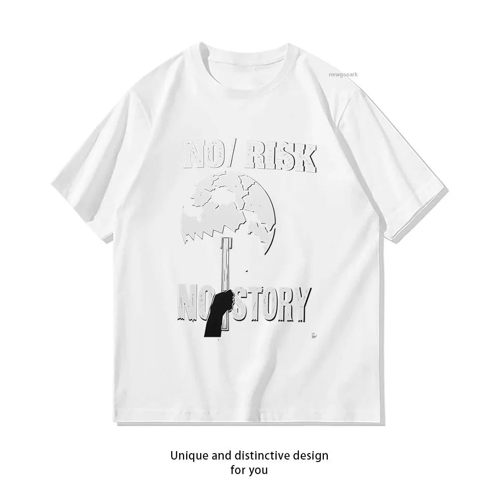 No Risk No Story T-Shirt Design  Casual Cotton Short Sleeve Tee for Men Women