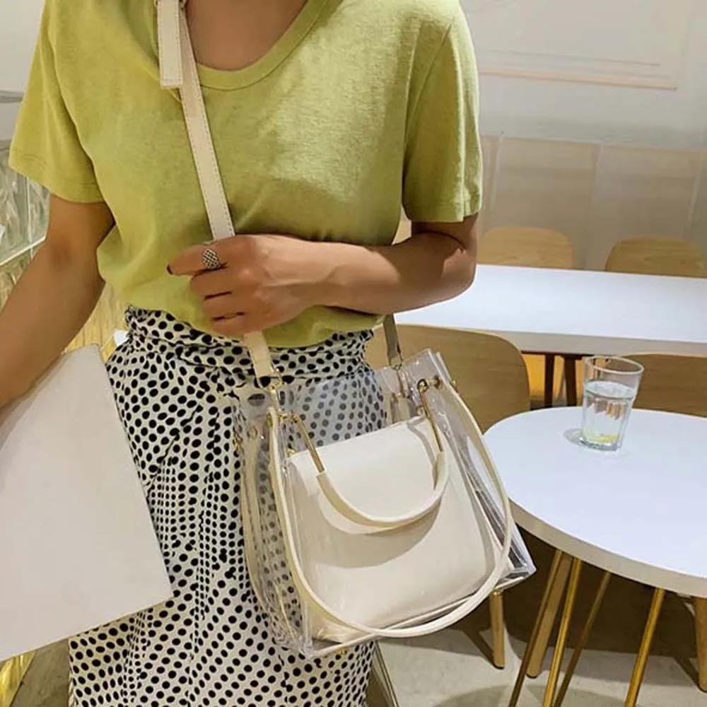 Candy Color Composite Clear Bag Waterproof Detachable Jelly Handbag See-Through Korean Style PVC Mini Tote Stadium Event