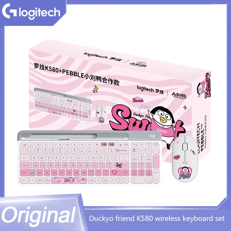 teclado sem fio e mouse grupo bluetooth bonito duckyo friend series doce legal para casa escritorio laptop logitech k580 01