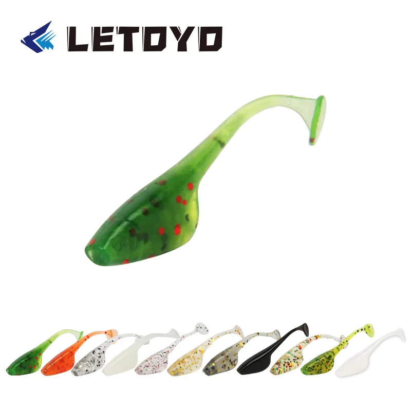 LETOYO 20pcs/bag 40mm 0.75g Soft Baits Mini Silicone Fishing Lure Easy to Shine T Tail Shad Artificial Soft Lure