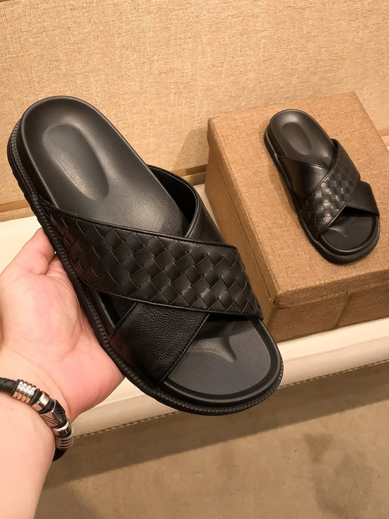 hanrted-leather-woven-slippers-casual-anti-slip-soft-bot-beach-oes-men's-dual-purpose-sandals-breathable-rubber-sole