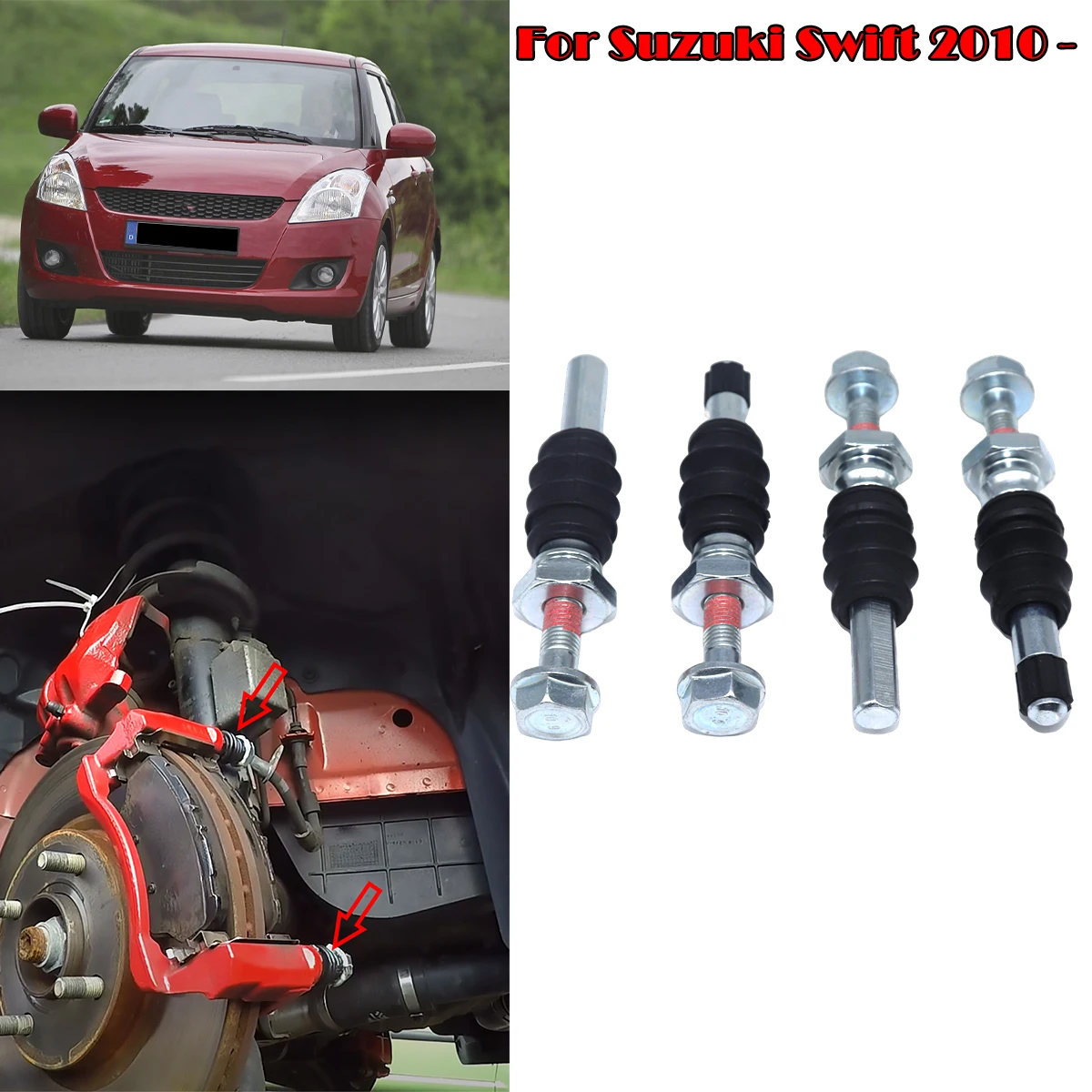

2Kit Front Rear Brake Caliper Slider Guide Pins Bolt For Suzuki Swift 2010 - Left Right Disc Housing Rubber Bellows Sleeve Boot