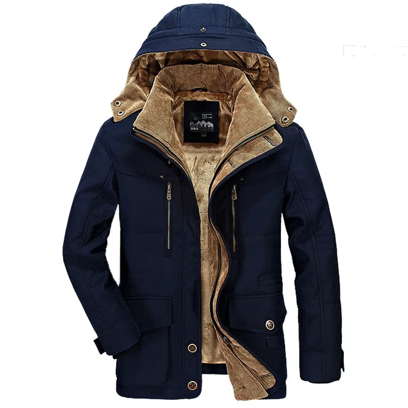 Goede Kwaliteit Mannen Fit Winterjassen Multi-Pocket Cargo Jacks Mannen Lange Winter Jassen Donzen Capuchon Casual Warm Parka 'S 7xl