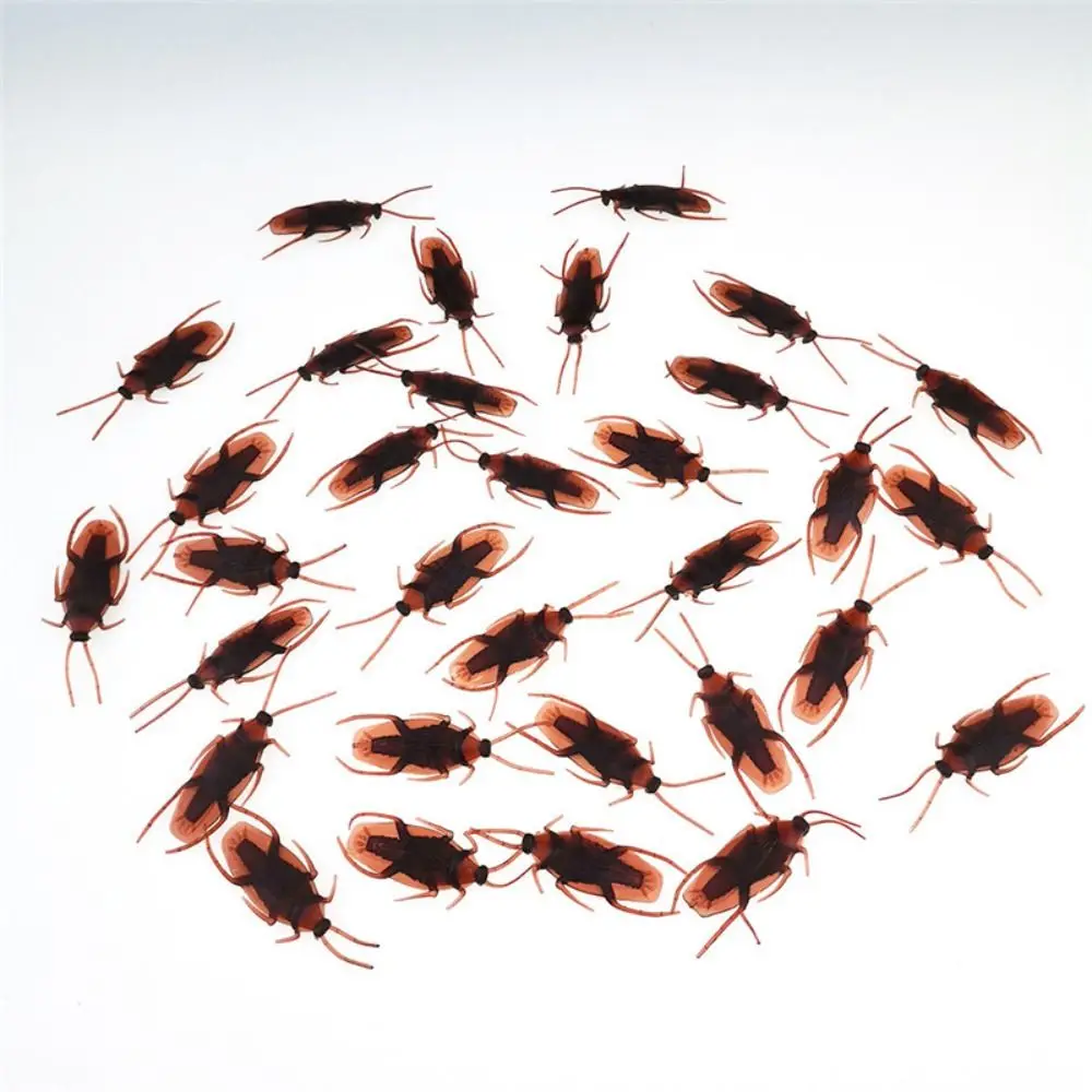 50pcs Lifelike Simulation Cockroach Toys Trick Realistic Fake Cockroach Toys Bug Roaches Funny Cockroach Prank Toys Boys