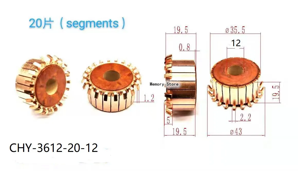 

10PCs 35.5x12x19.5mm 20P Copper Bars Alternator Electric Motor Commutator，CHY-3612-20-12