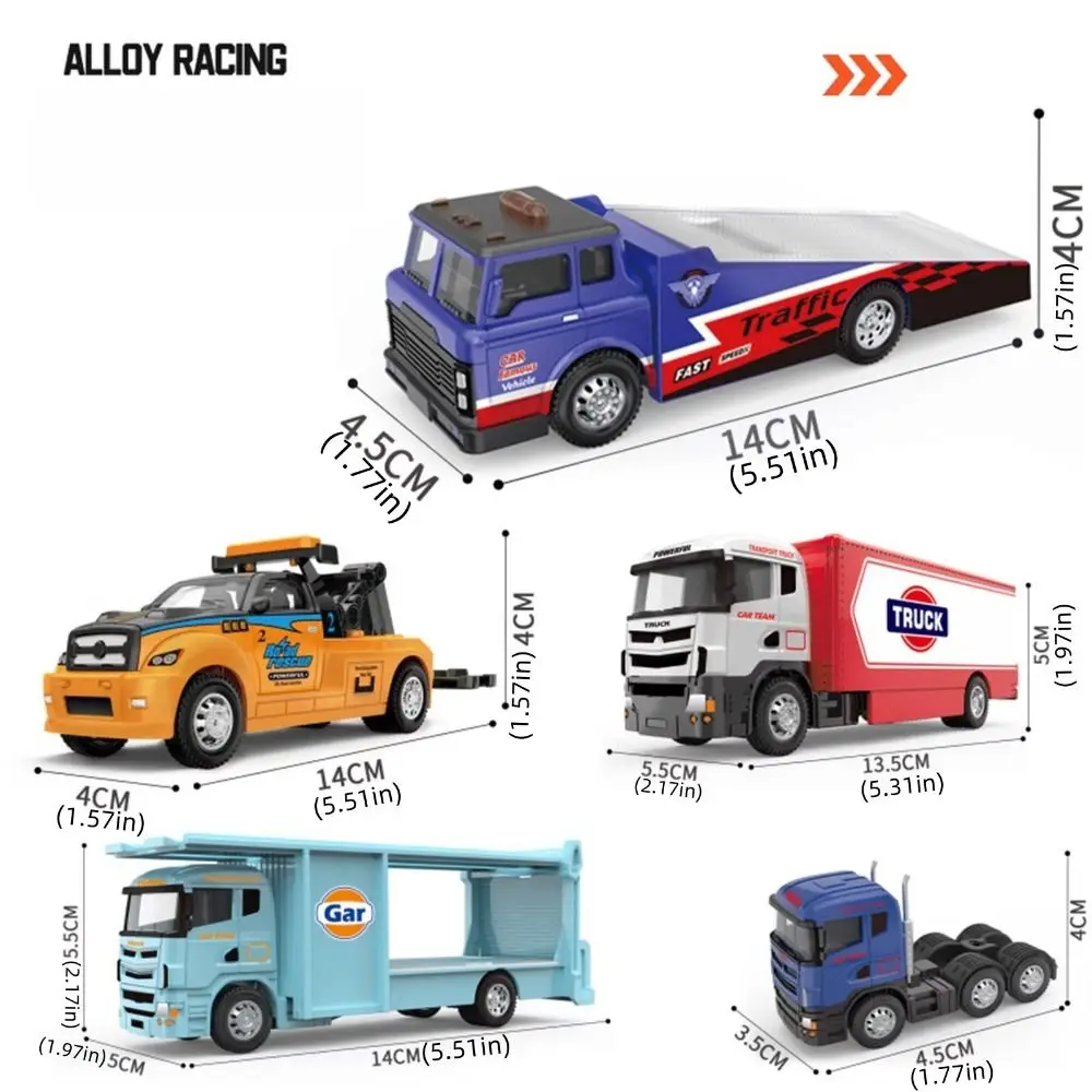 สเกล 1:64 โลหะผสมTrailerรุ่นMovable Joint Transportรถกู้ภัยวิศวกรรมยานพาหนะเลื่อนดึงกลับ