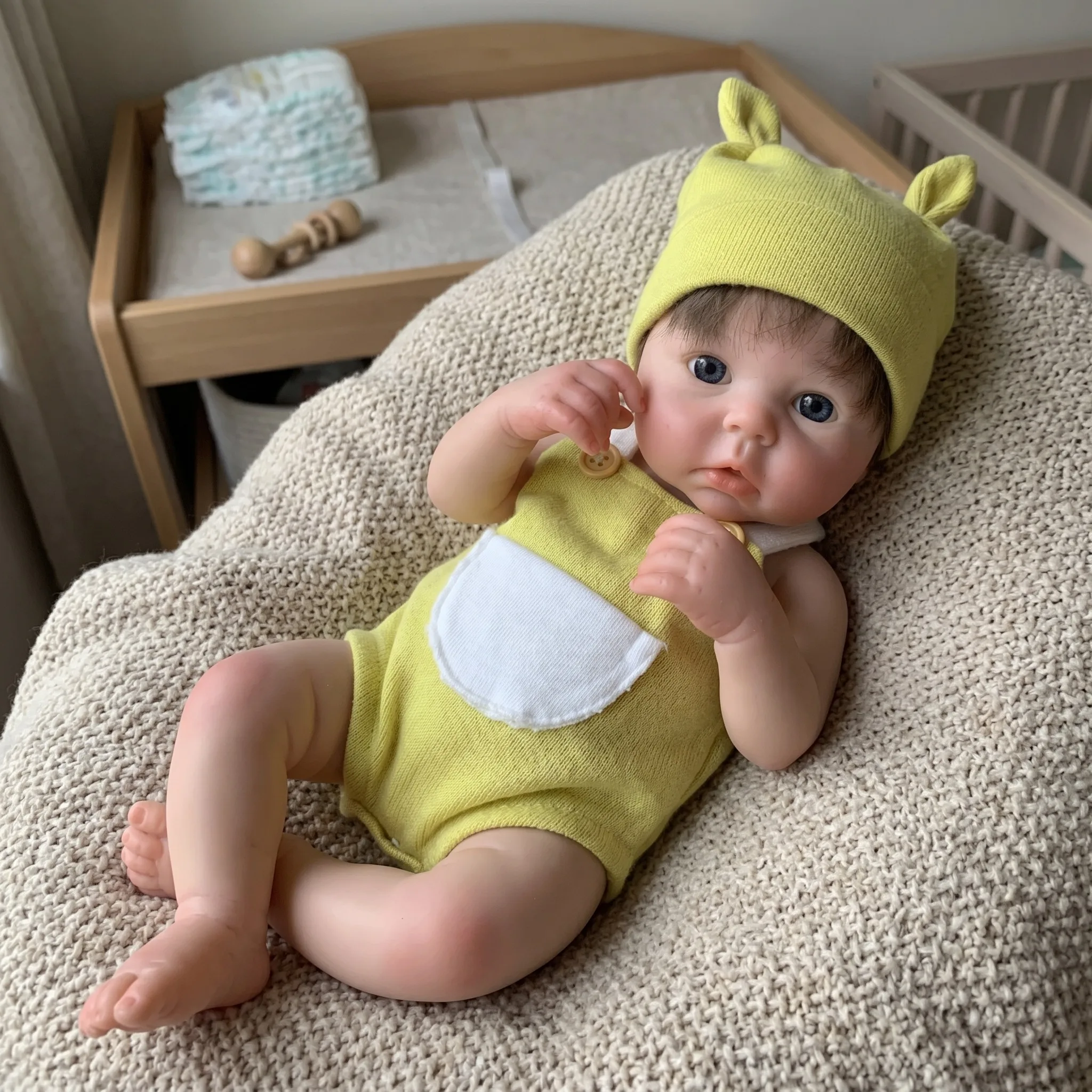 13 Inch 3D Painted Silicone Reborn Girl Doll Perfect Birthday Gift Awake Newborn Baby Toy