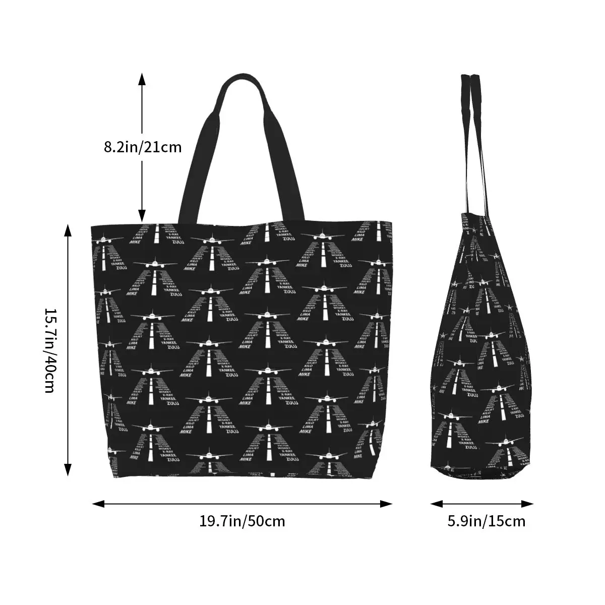 Phonetic Alphabet Pilot Airplane Funny Aviation Gift Shopping Tote Bag Canvas Shoulder Bags Shopper Grocery Handbag for Women
