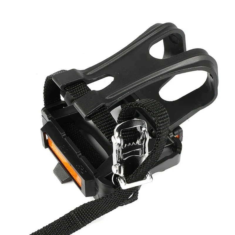 Bike Pedals Toe Clip Cage Spin Pedals with Toe Clip and Straps for Exercise Bike