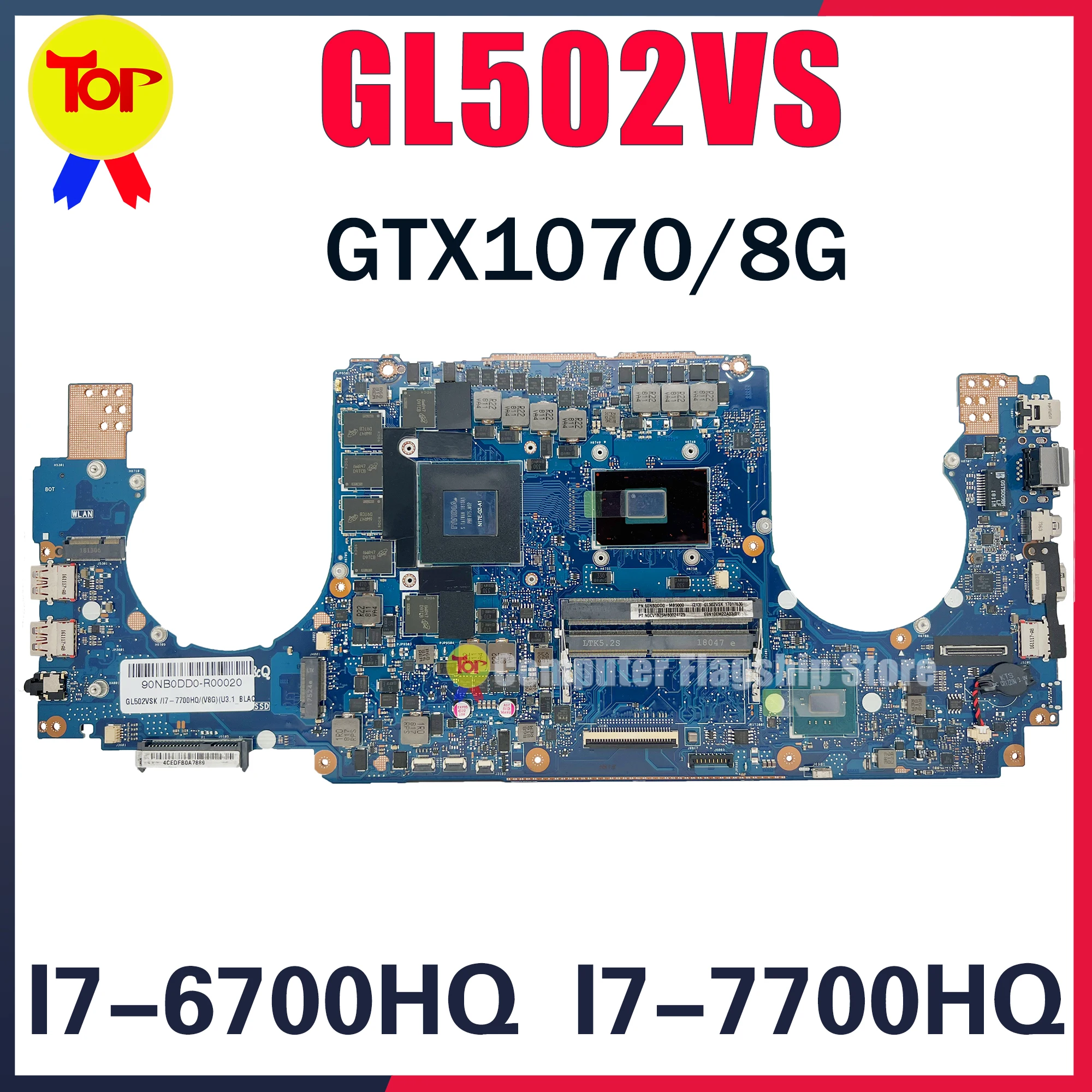 

KEFU GL502VS Laptop Motherboard For ASUS GL502VSK GL502V I5-7300H I7-6700HQ i5-7300H I7-7700HQ GTX1070/8G Mainboard 100% Working