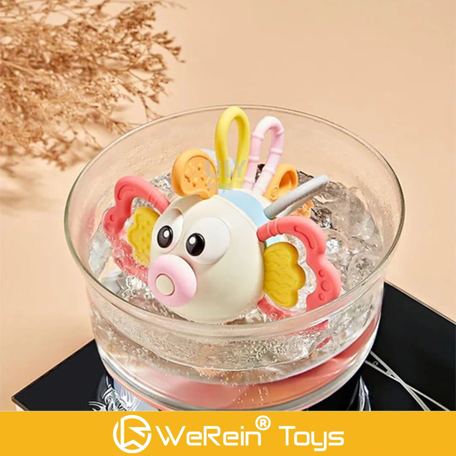 0-3개월 아기 사자 물고기 모양 귀여운 부드러운 실리콘 치발기 손잡이 공 유아용