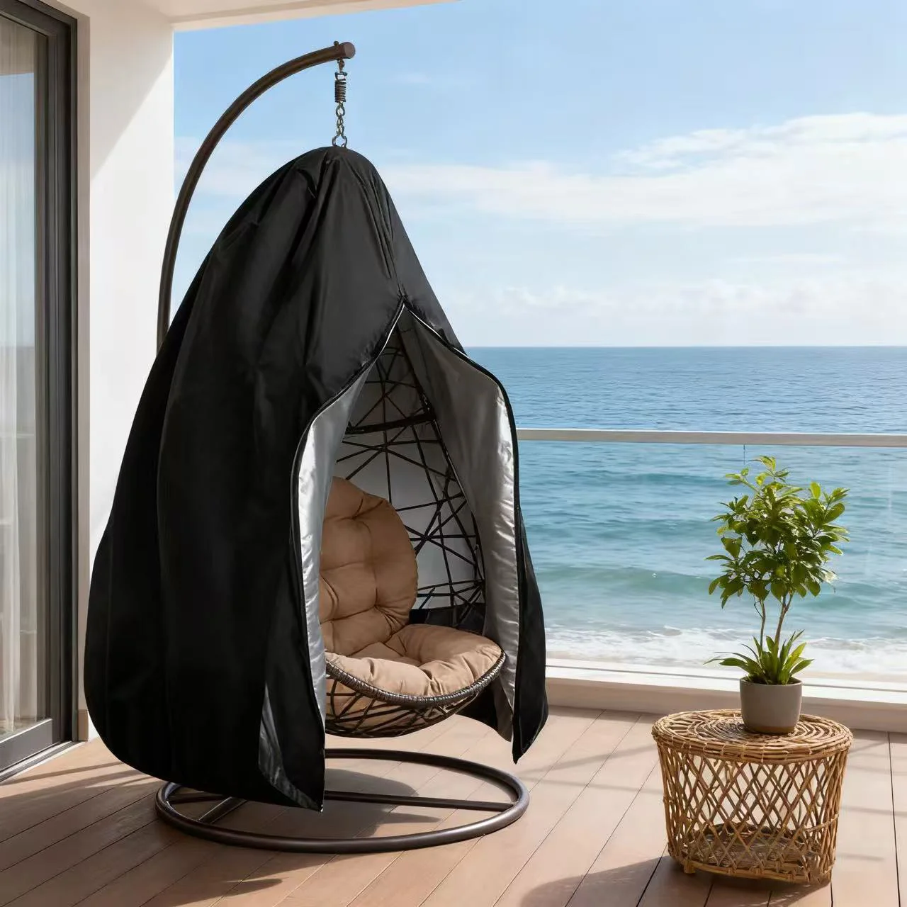 Egg Chair Cover Zipper Closure Tailored Fit Reinforced Stitching Durable Outdoor Patio Rattan Swing Egg Chair Protector