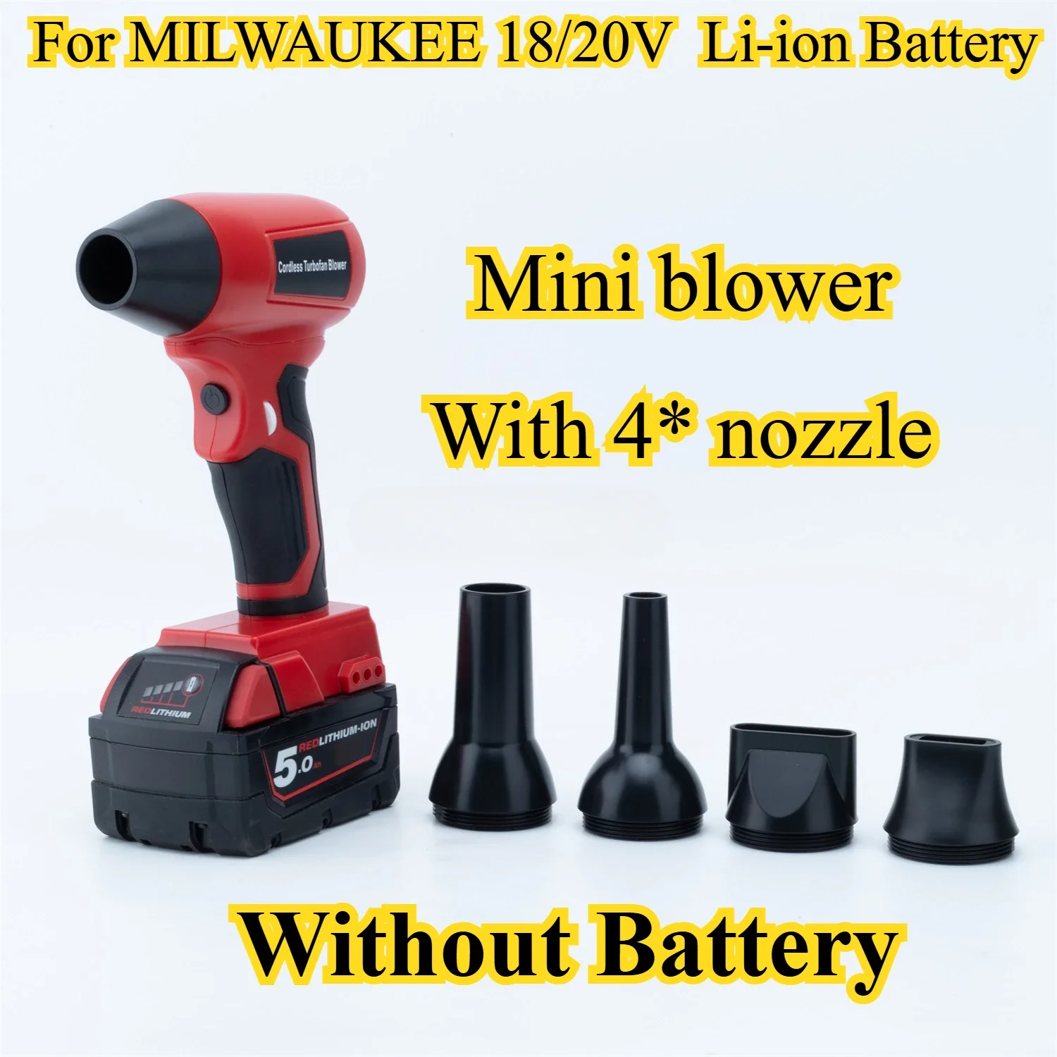 

Для MILWAUKEE 18/20 В литий-ионный аккумуляторный струйный вентилятор турбовентилятор 130000 Беспроводной ручной фен с 4-скоростным управлением об/мин