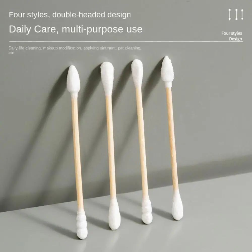 Double Head Cotton Swab Portable Wooden Wadded Sticks Multipurpose Cleaning Cotton Swabs Nose Ears Cleaning Tools