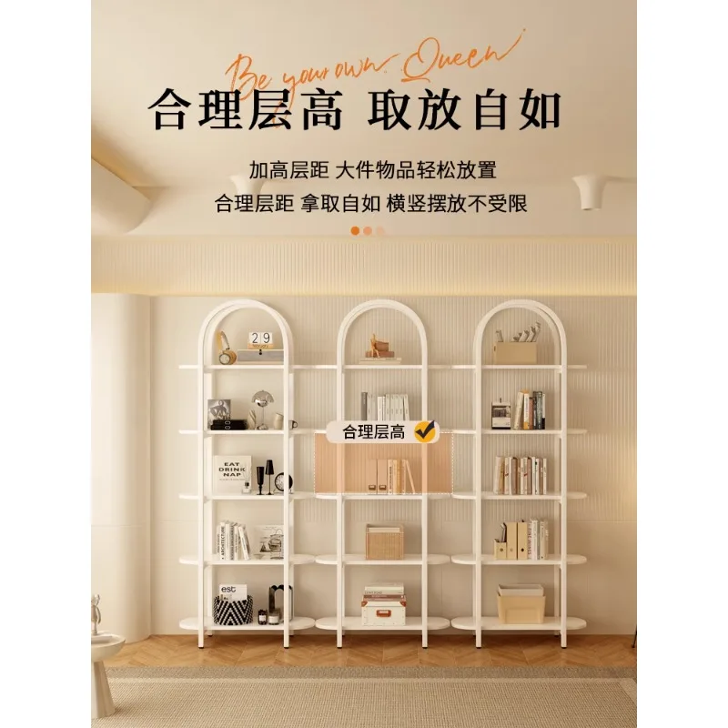 Cream style bookshelf multi-layer free combination children's bookcase wall-to-wall figure storage shelf