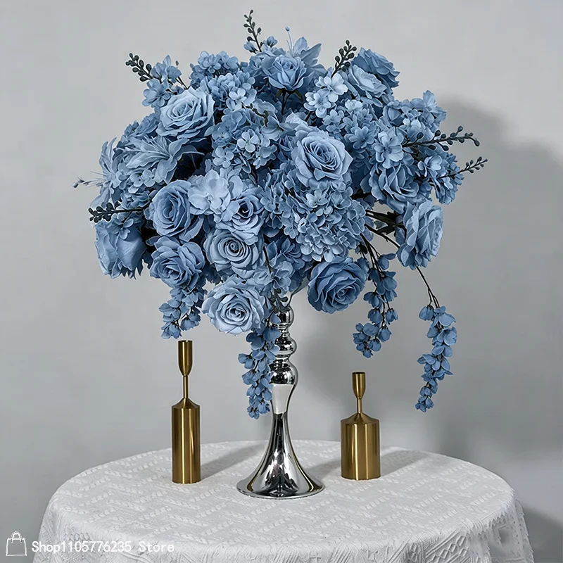 Rosa Künstliche Blumenarrangements Tischdekoration Blumenball Rose Delphinium Hochzeit Bankett Esstisch Party Event Dekoration – Detail 3