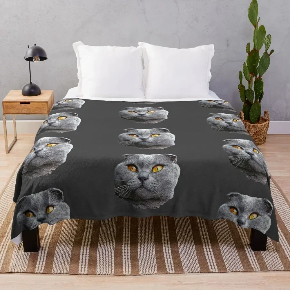 

Scottish Fold Blue Beauty Throw Blanket Men's Soft Warm Throw Blanket for Couch
