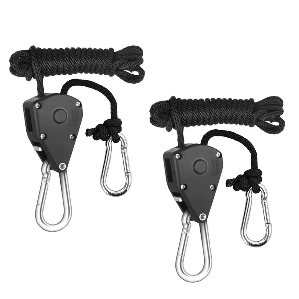 

1 Pair 1/8 Inch Adjustable Heavy Duty Rope Hanger Pully System Grow Light Tent Hook Lamp Rope Pulley 150lbs Weight Capacity