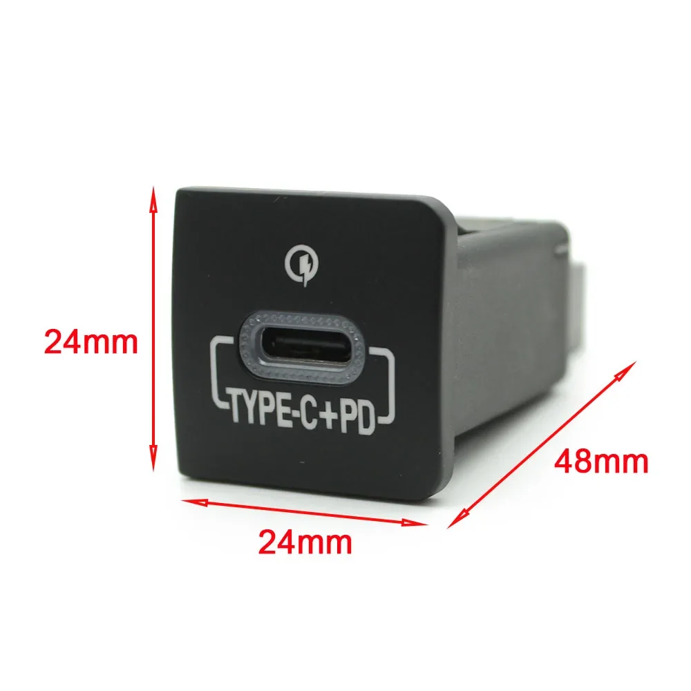 24 * 24 mm rotes LED-Autotelefon-Ladegerät, doppelter USB-Typ-C-PD-Schnellladeadapter für VW Golf 5 MK5 2004–2010, Zubehör – Detail 2