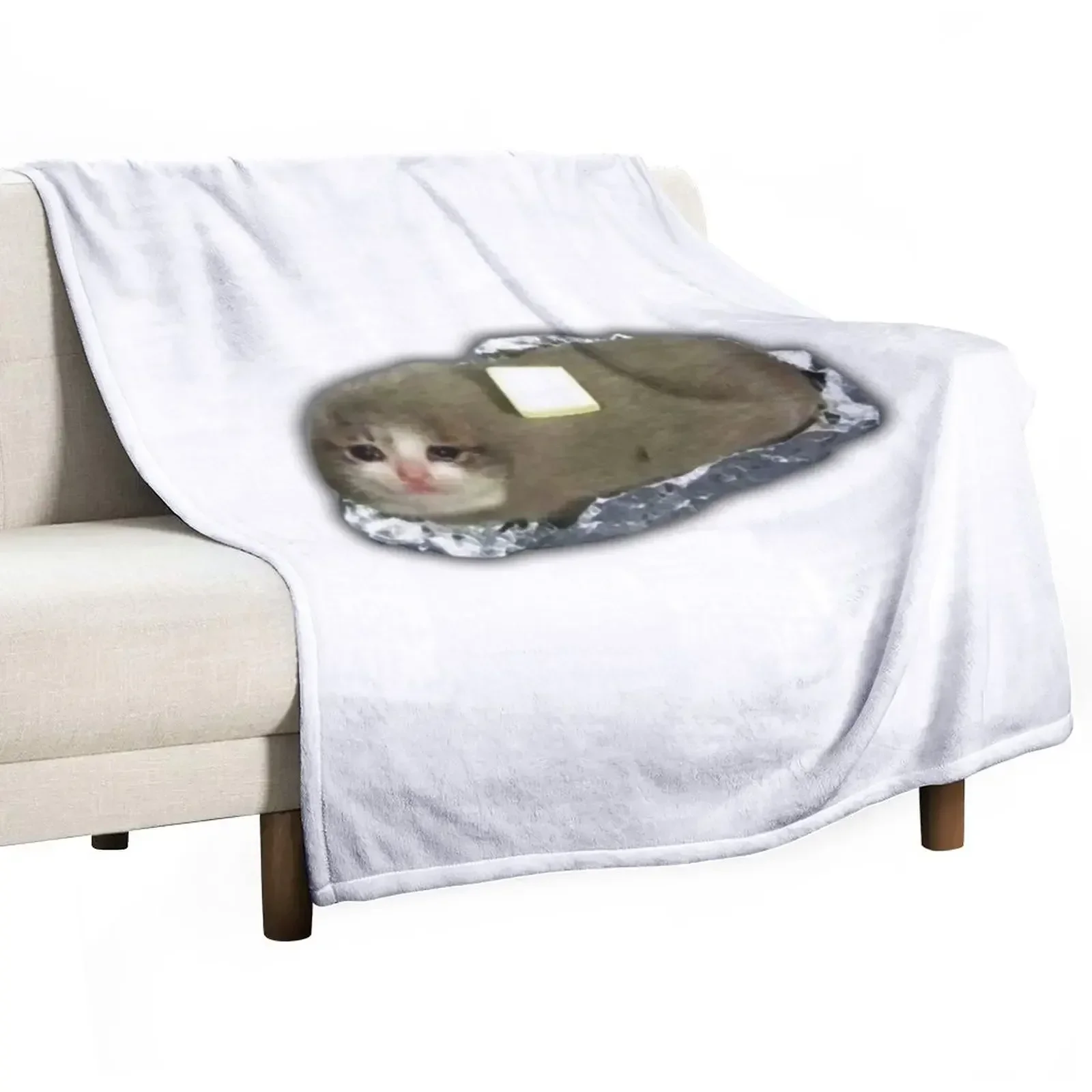 

sad potato cat with butter Throw Blanket Winter beds Vintage Blankets