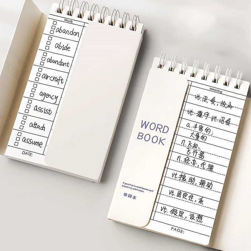 4pcs 87 Page Portable Vocabulary Memory Notepad - Shorthand Spiral Notebook for Planning and Memorization with Cover-Up Feature