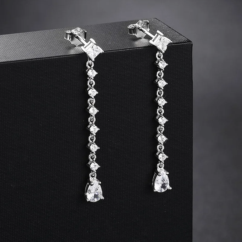 Luxury Solid Platinum PT950 Women's 0.5 karat Water Moissanite Diamond Tassel Earrings Long Earrings