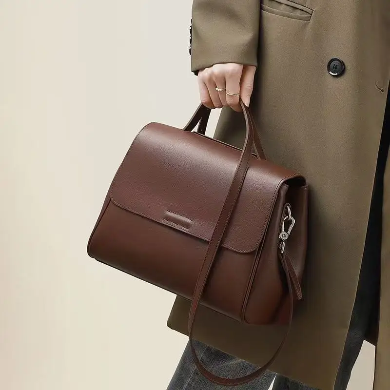 

2025 New Style Large Capacity Single Shoulder Genuine Leather Tote Bag Soft Leather European and American Style Simple bag
