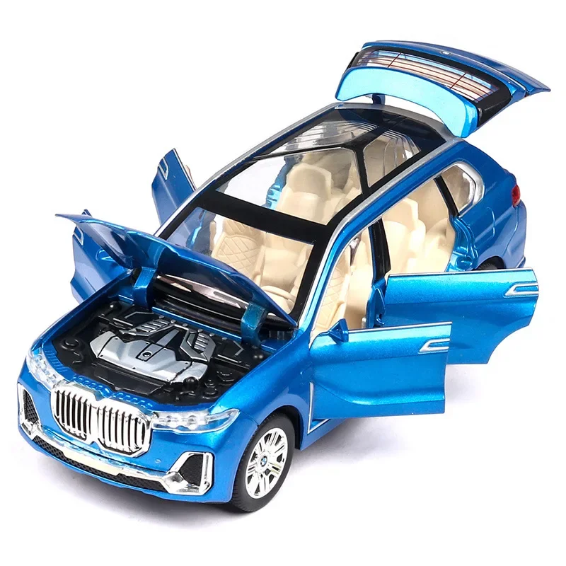 1:24 BMW X7 SUV moulé sous pression en alliage de métal modèle de voiture son lumière retirer Collection enfants jouet cadeaux