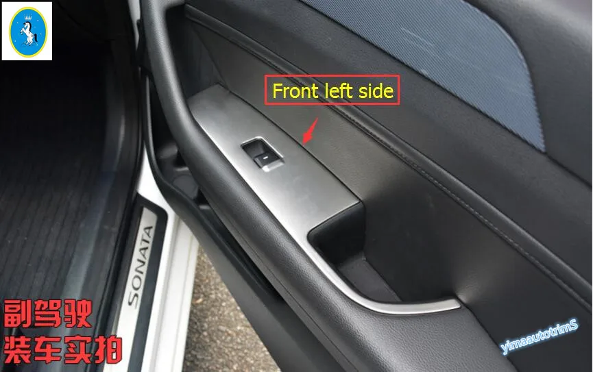 

Yimaautotrims 4 Pcs / Set ! Chrome Sliver Interior Door Molding Cover Armrest Trim For Hyundai Sonata Sedan 2015 2016 2017